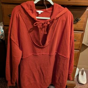 Time and Tru Rust Hooded Sweatshirt/Sweater